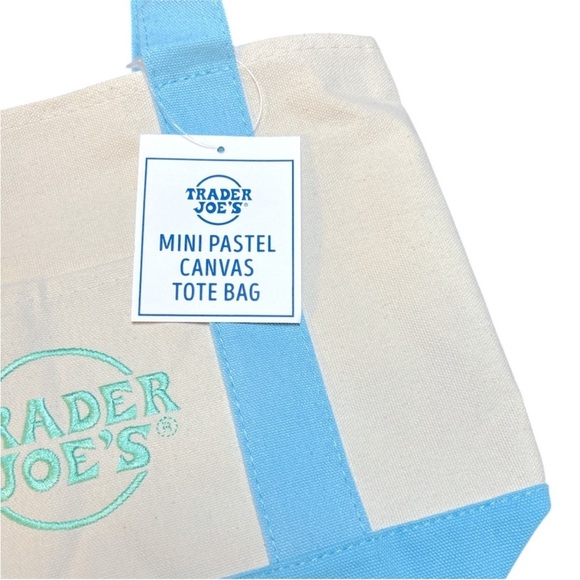 Trader Joe's Mini Pastel Blue Tote Bag limited edition NWT - Picture 2 of 2